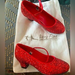 Kids Competitive Dancer By Very Fine Red Glitter Shoes size 4
